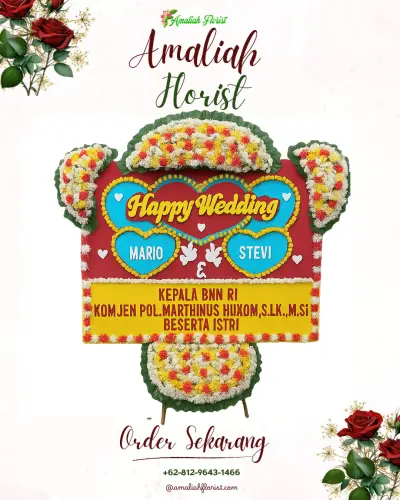 Karangan Papan Bunga Pernikahan di Ombolata Simenari